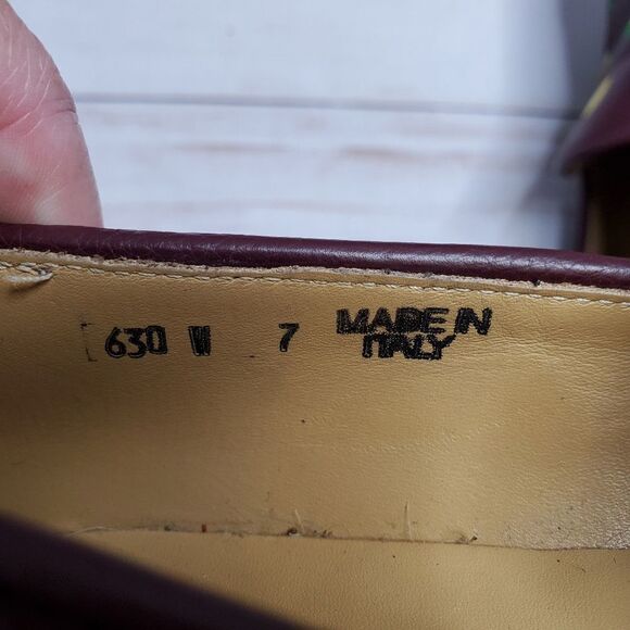 DEL TORO loafers fruit embroidered burgundy leather shoes 7 - Picture 8 of 10